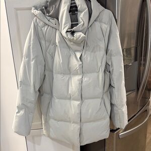 Eddie Bauer Gray Quilted Puffer Jacket with Hood